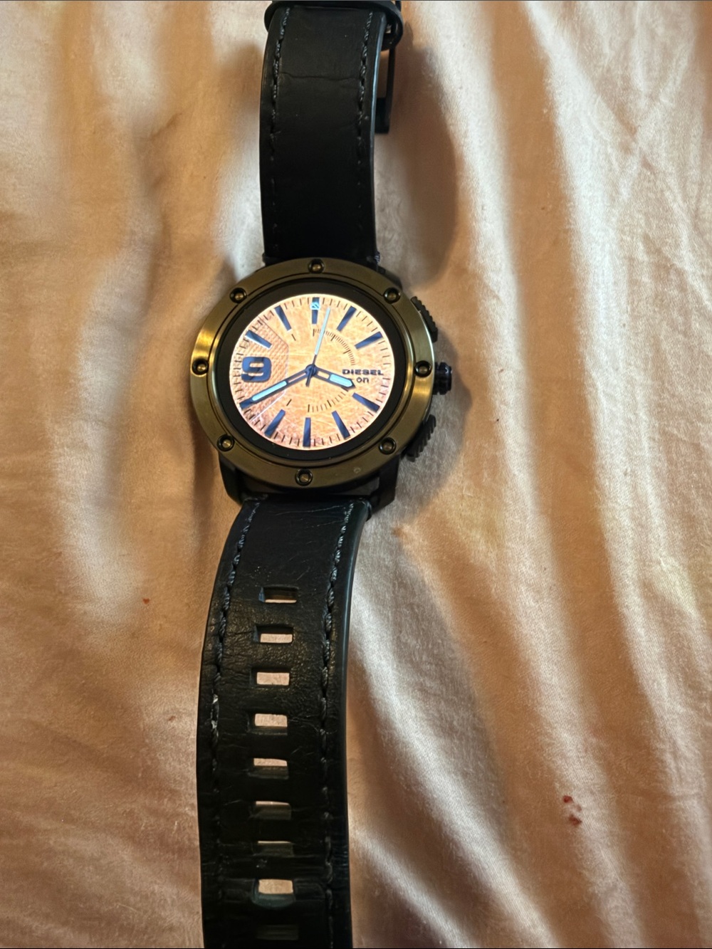 Diesel Axial Black Leather Men's Touchscreen Smart Watch 48mm DZT2016